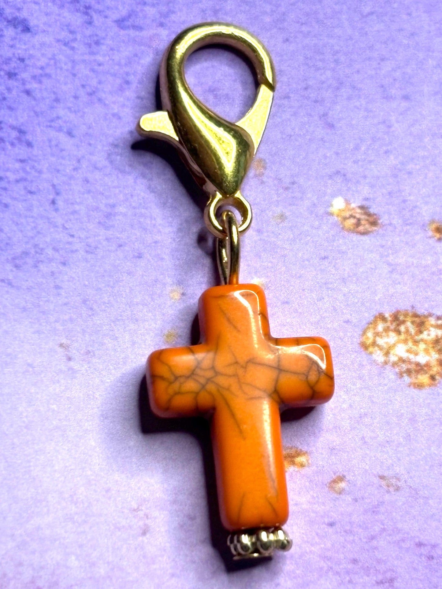 Cross Purse Charm Gemstone Cross Bag Charm Religious Keychain Zipper Pull Colorful Faith Gift Spiritual Accessory Christian gift for her
