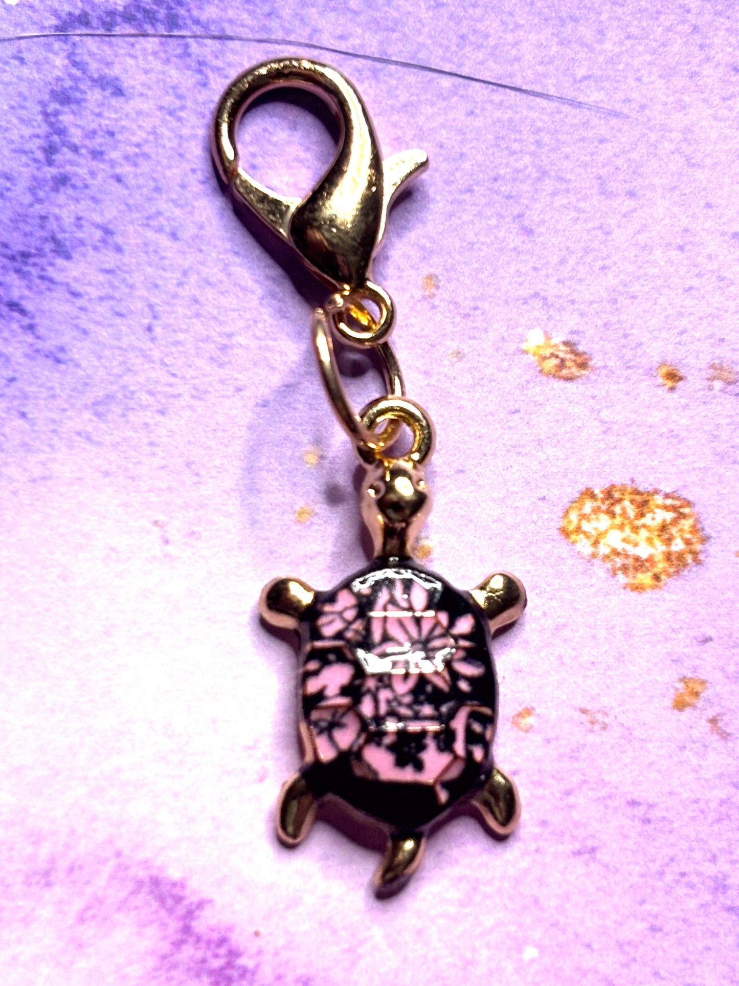 Colorful Turtle Purse Charm Enamel Turtle Bag Charm Cute Turtle Keychain Zipper Pull Colorful Turtle Gift Gold Lobster Clasp Marine Life