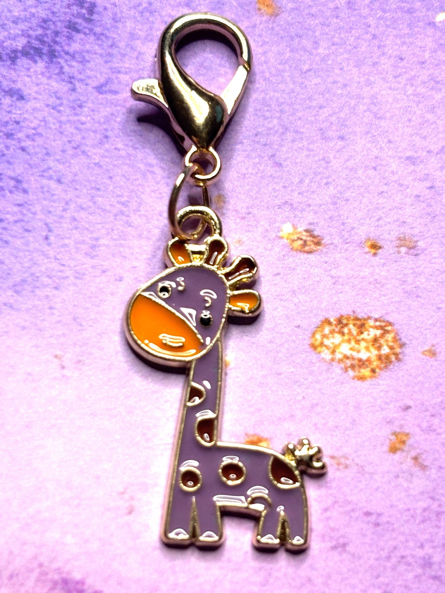 Colorful Giraffe Purse Charm Enamel Giraffe Bag Charm Cute Giraffe Keychain Zipper Pull Colorful Giraffe Gift Silver Lobster Clasp WildLife