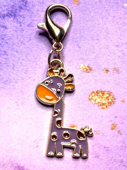 Colorful Giraffe Purse Charm Enamel Giraffe Bag Charm Cute Giraffe Keychain Zipper Pull Colorful Giraffe Gift Silver Lobster Clasp WildLife