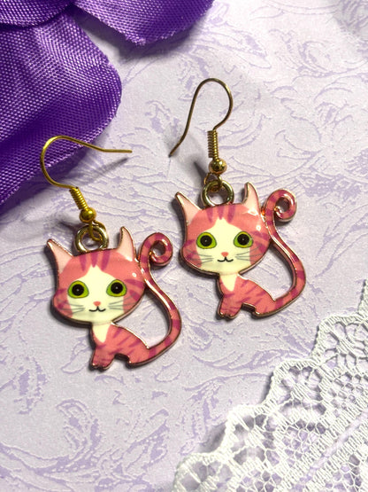 Cute Cat Earrings Enamel Cat Jewelry Silver Plated Lightweight Hypoallergenic Hooks Adorable Gift for Cat Lovers in Fun Color Options