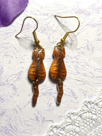 Silhouette Cat Earrings Enamel Cat Jewelry Gold Plated Lightweight Hypoallergenic Hooks Cute Gift for Cat Lovers in Multiple Colors