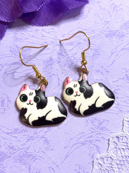Cuddly Cat Earrings Enamel Cat Jewelry Gold Plated Lightweight Hypoallergenic Hooks Adorable Gift for Cat Lovers in Multiple Styles