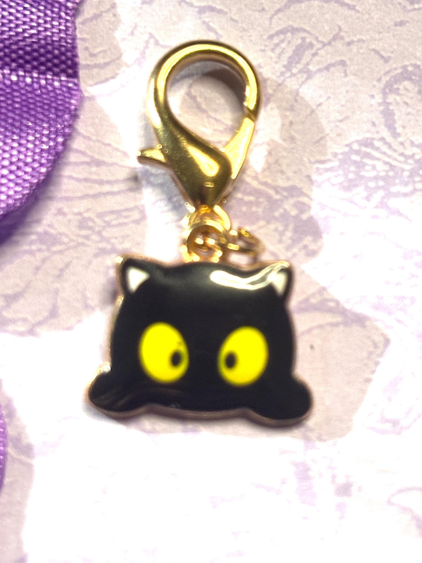 Cute Cat Face Purse Charm Bag Charm Bookbag Charm with Gold Plated Back and Lobster Claw Clasp in Five Fun Color Options