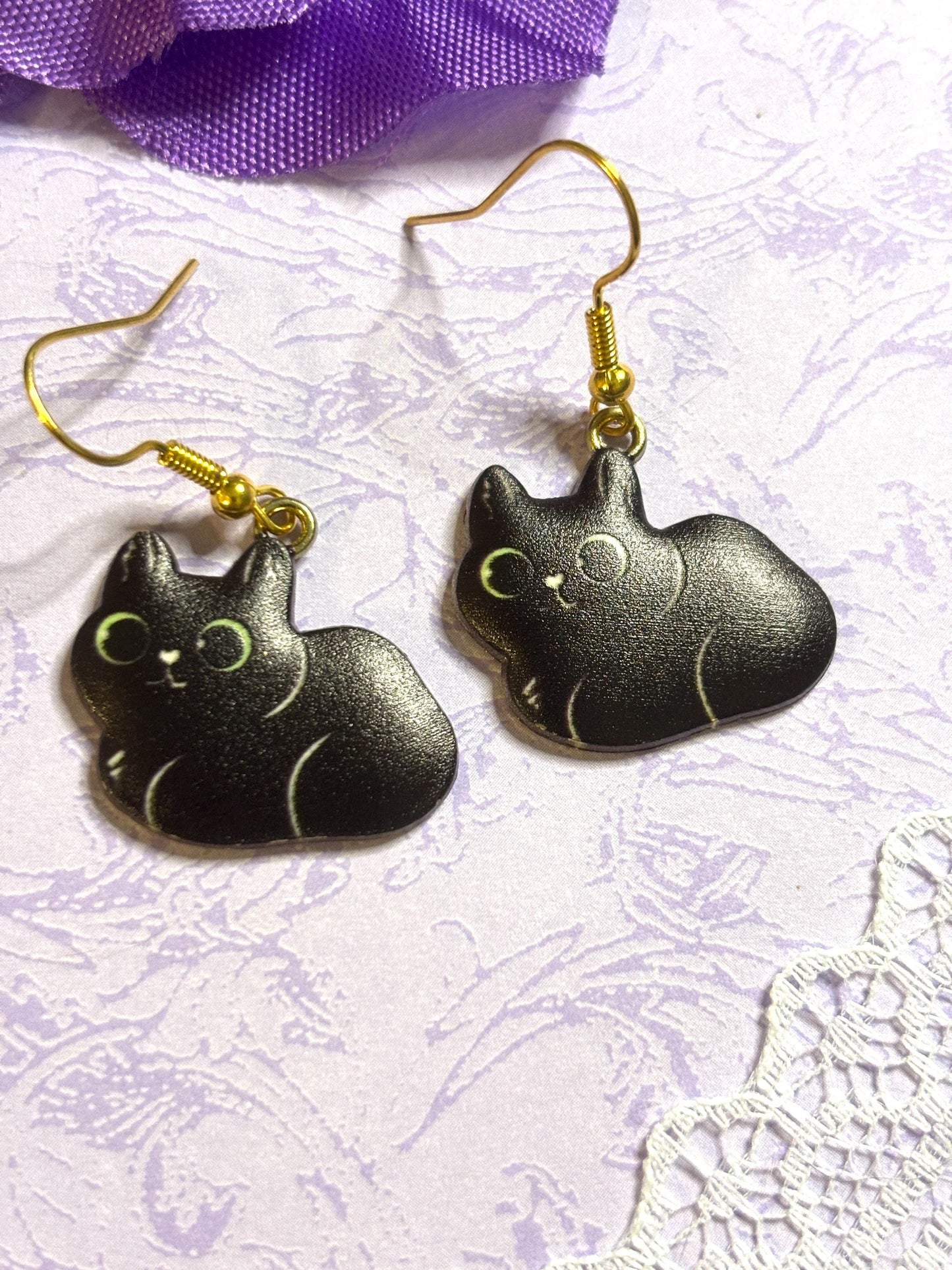 Cuddly Cat Earrings Enamel Cat Jewelry Gold Plated Lightweight Hypoallergenic Hooks Adorable Gift for Cat Lovers in Multiple Styles