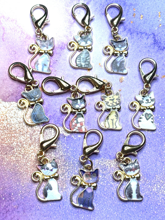 Sweet Cats Purse Charms Bag Charms Keychain Charms Zipper Pulls Colorful Cat Accessories Gift for Cat Lovers Feline gift for her