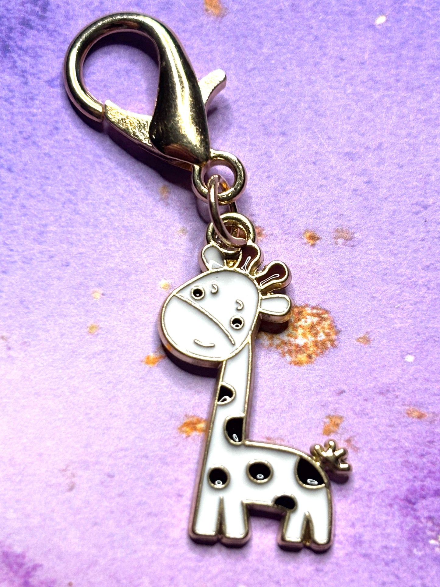 Colorful Giraffe Purse Charm Enamel Giraffe Bag Charm Cute Giraffe Keychain Zipper Pull Colorful Giraffe Gift Silver Lobster Clasp WildLife