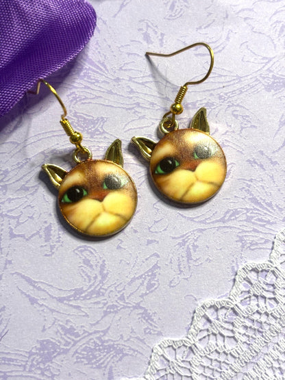 Realistic Cat Face Earrings Enamel Cat Jewelry Gold Plated Lightweight Hypoallergenic Hooks Gift for Cat Lovers in Lifelike Styles