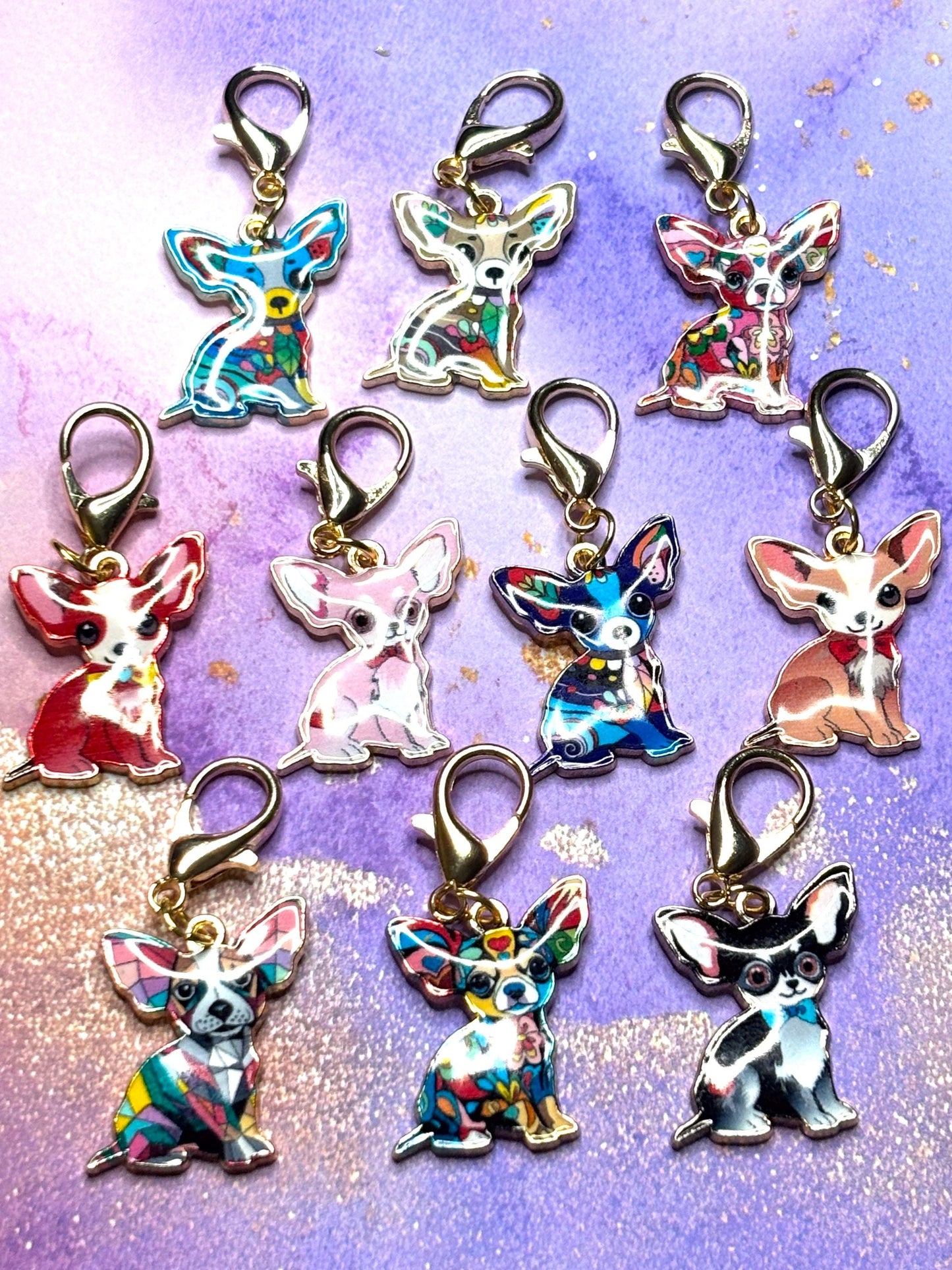 Chihuahua Purse Charms Bag Charms Keychain Charms Zipper Pulls Colorful Dog Accessories Gift for Chihuahua Lovers Dog Lovers Pet Lovers