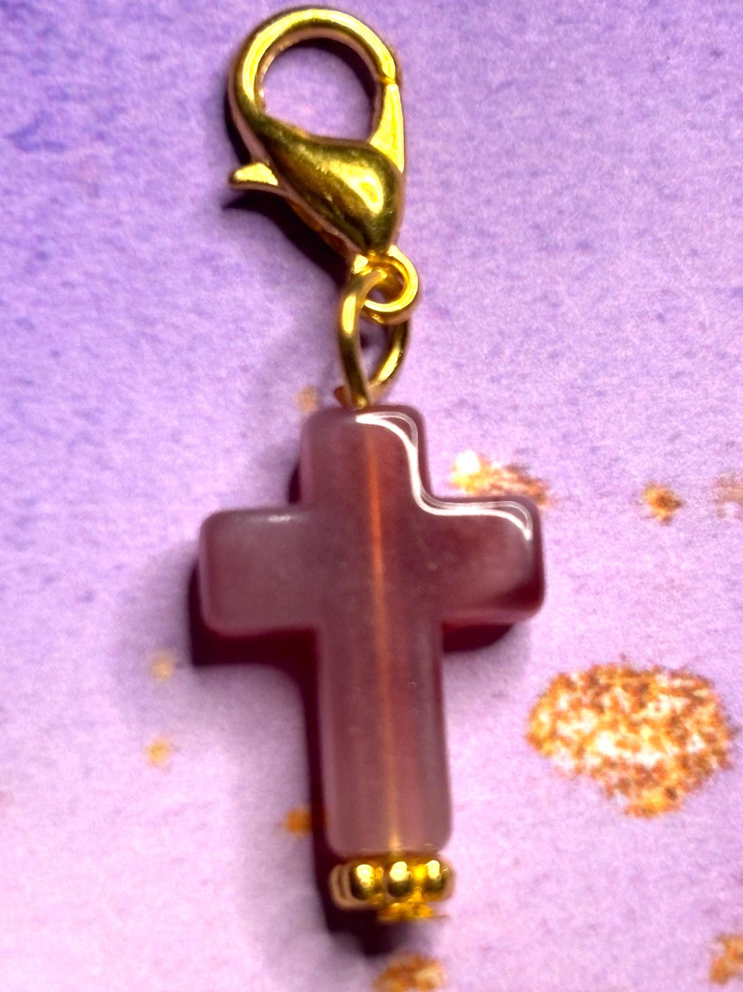 Cross Purse Charm Gemstone Cross Bag Charm Religious Keychain Zipper Pull Colorful Faith Gift Spiritual Accessory Christian gift for her