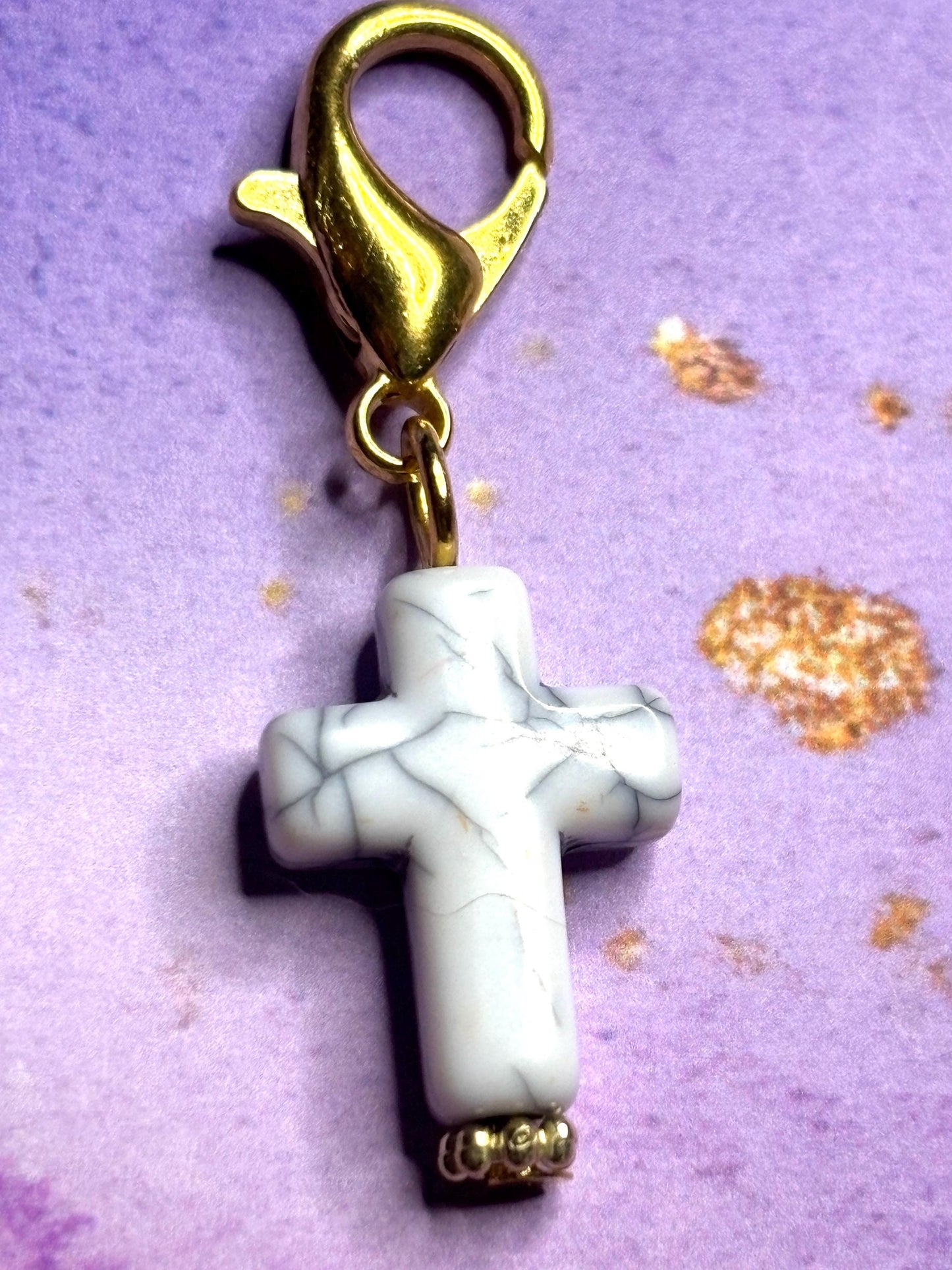 Cross Purse Charm Gemstone Cross Bag Charm Religious Keychain Zipper Pull Colorful Faith Gift Spiritual Accessory Christian gift for her