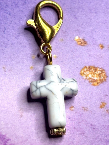 Cross Purse Charm Gemstone Cross Bag Charm Religious Keychain Zipper Pull Colorful Faith Gift Spiritual Accessory Christian gift for her