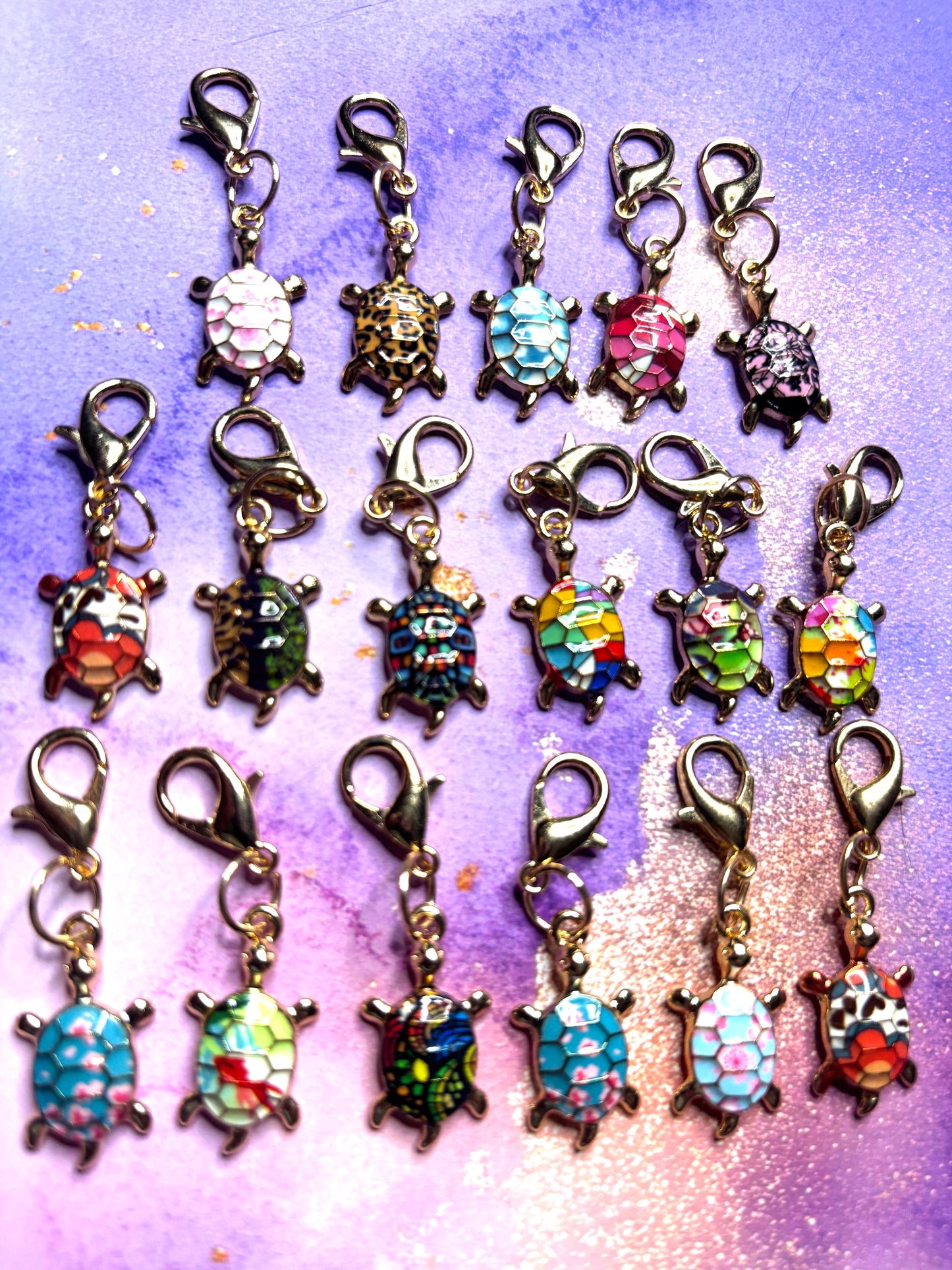 Colorful Turtle Purse Charm Enamel Turtle Bag Charm Cute Turtle Keychain Zipper Pull Colorful Turtle Gift Gold Lobster Clasp Marine Life