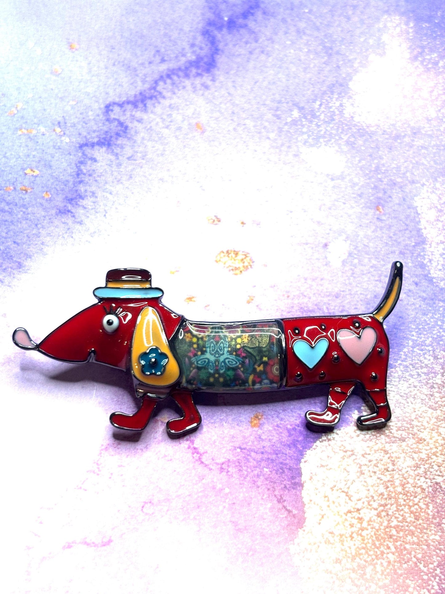 Cute Dachshund Broaches Pins Colorful Wiener Dog Jewelry Fun Green Red and Purple Dachshund Broach Adorable Dog Pins for Women