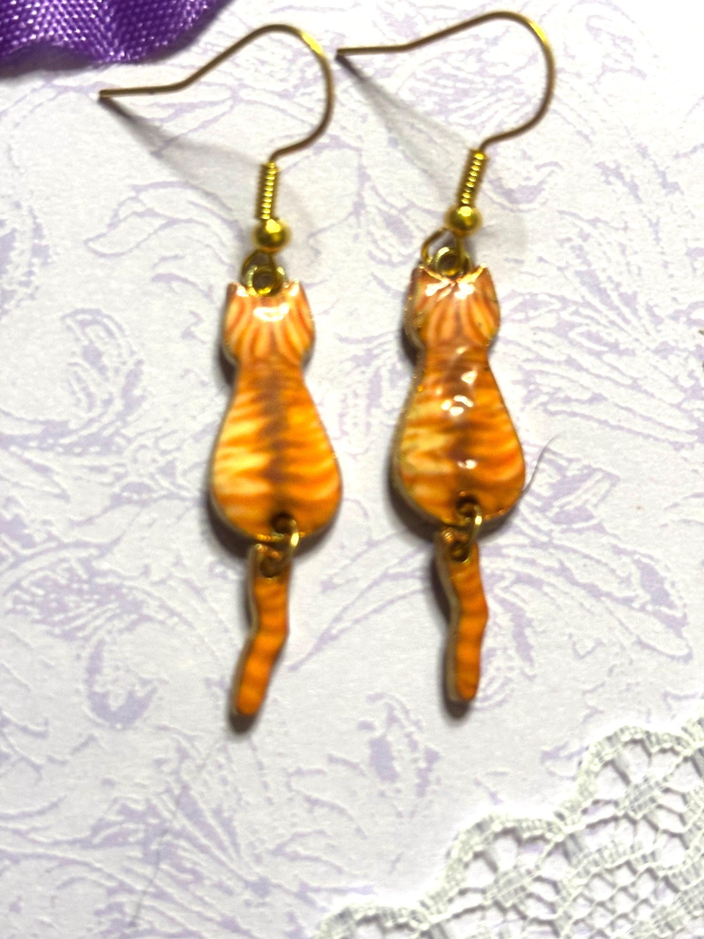 Silhouette Cat Earrings Enamel Cat Jewelry Gold Plated Lightweight Hypoallergenic Hooks Cute Gift for Cat Lovers in Multiple Colors