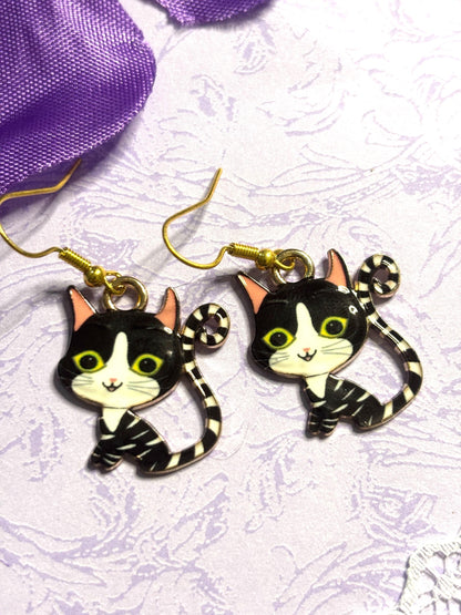Cute Cat Earrings Enamel Cat Jewelry Silver Plated Lightweight Hypoallergenic Hooks Adorable Gift for Cat Lovers in Fun Color Options