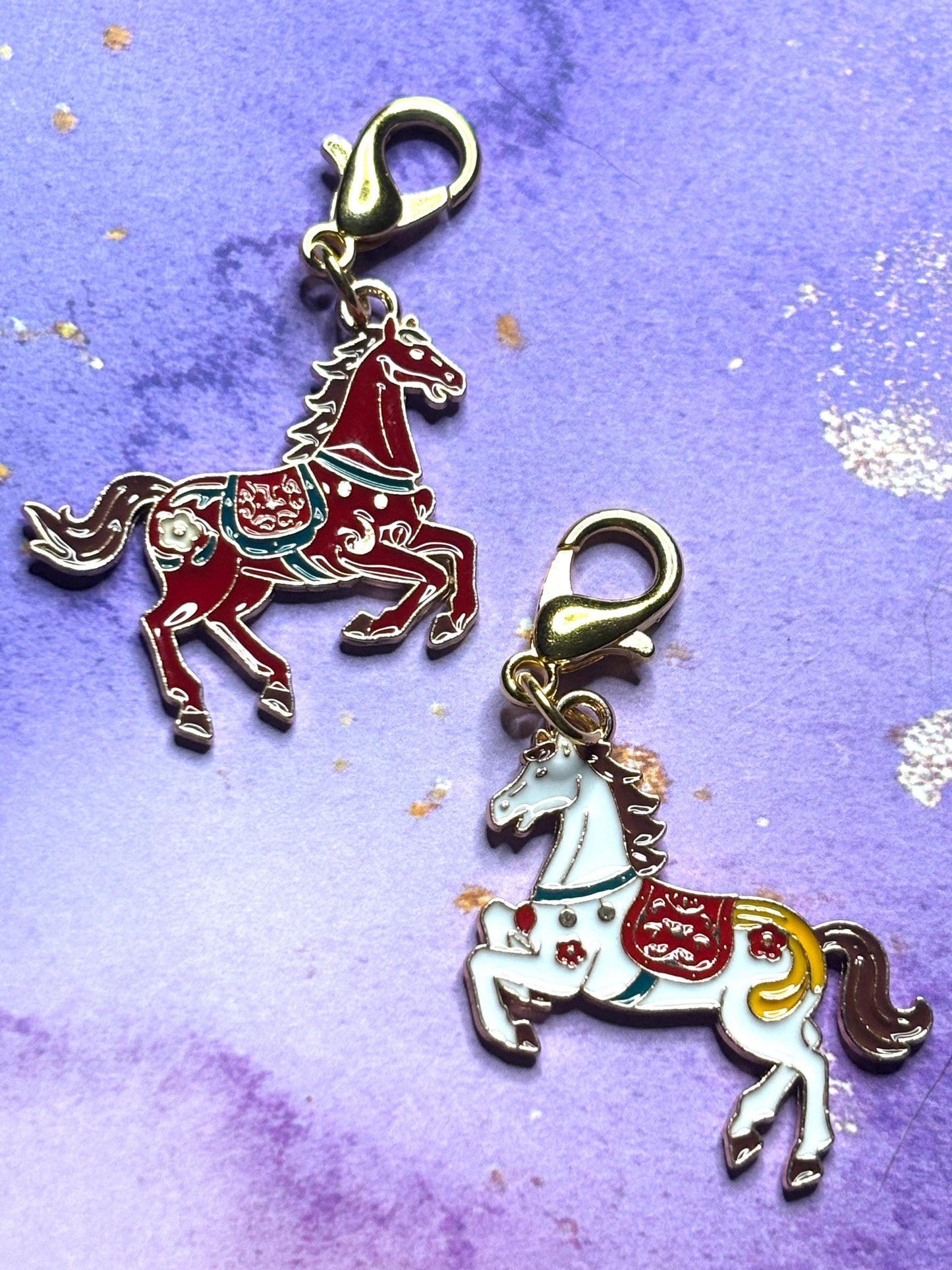 Horse Purse Charm Enamel Horse Bag Charm Equestrian Keychain Zipper Pull Colorful Horse Gift Gold Lobster Clasp Equine Gift