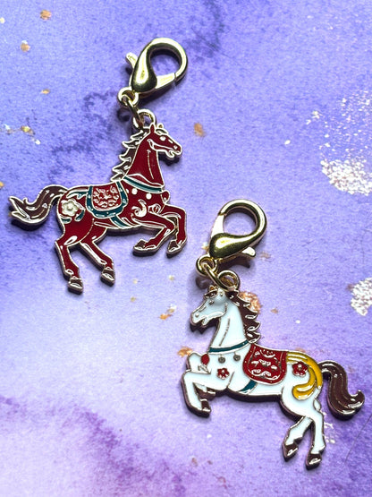 Horse Purse Charm Enamel Horse Bag Charm Equestrian Keychain Zipper Pull Colorful Horse Gift Gold Lobster Clasp Equine Gift