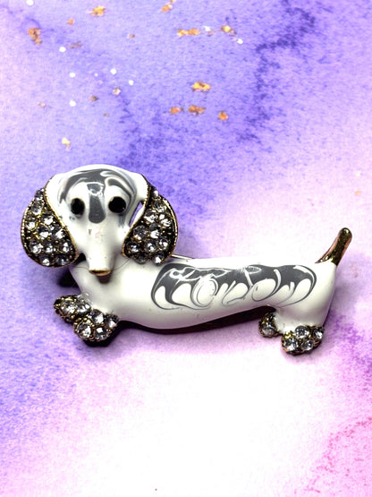 Rhinestone and Enamel Dog Broaches Pins Sparkling Dachshund Scottie and Labrador Jewelry Colorful Gem Dog Broach Cute Pins for Women