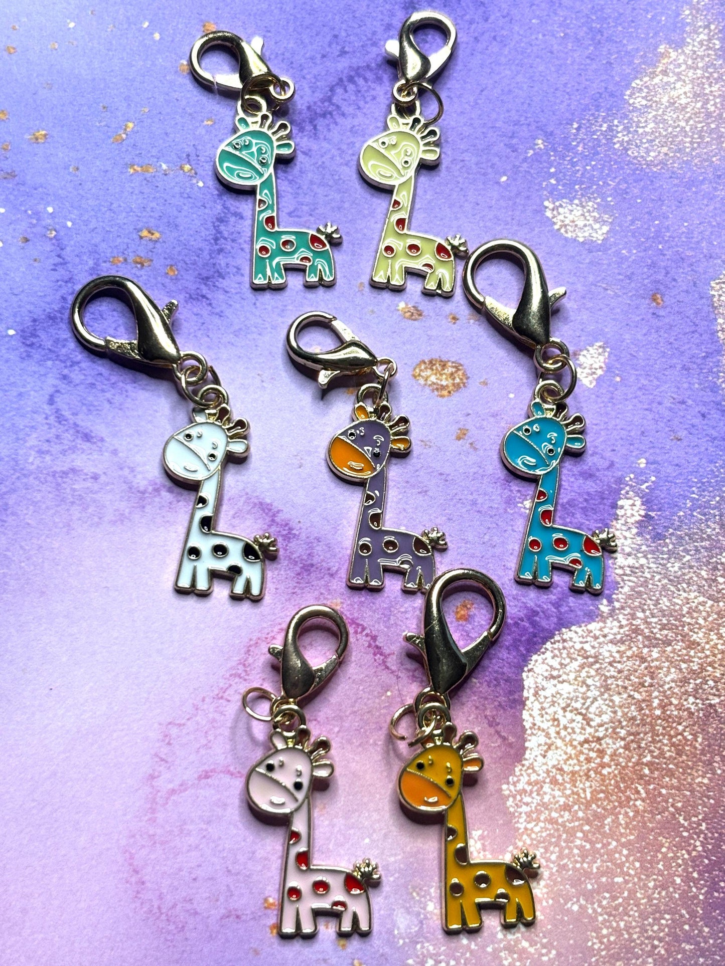 Colorful Giraffe Purse Charm Enamel Giraffe Bag Charm Cute Giraffe Keychain Zipper Pull Colorful Giraffe Gift Silver Lobster Clasp WildLife