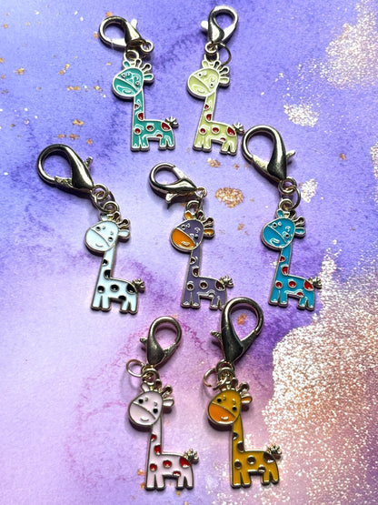 Colorful Giraffe Purse Charm Enamel Giraffe Bag Charm Cute Giraffe Keychain Zipper Pull Colorful Giraffe Gift Silver Lobster Clasp WildLife