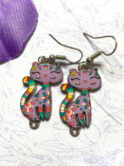 Sassy Cat Earrings Enamel Cat Jewelry for Women Hypoallergenic Cat Lover Gift Cute Cat Earrings Lightweight Animal Theme Accessories