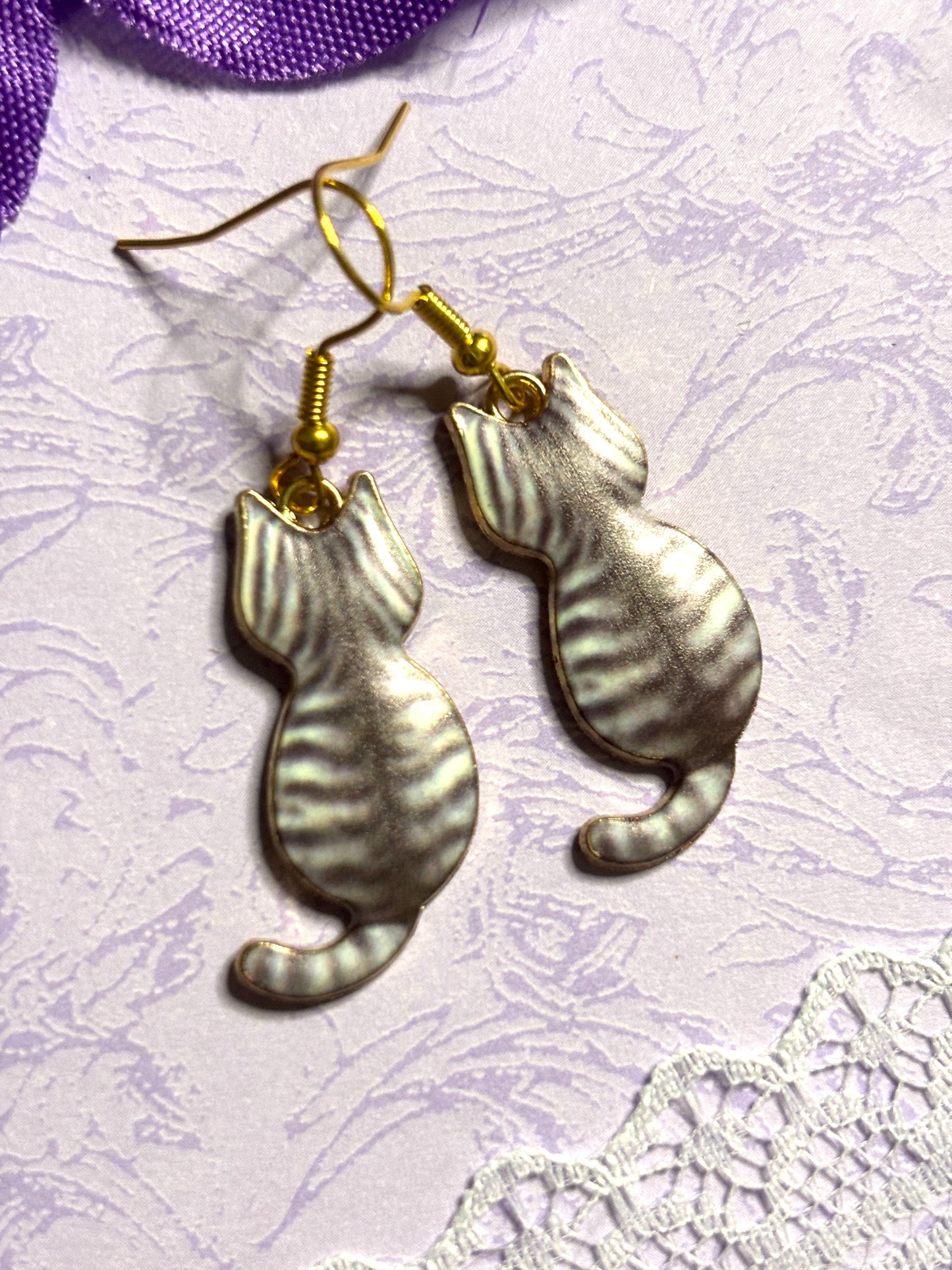 Floral Cat Earrings Enamel Cat Jewelry Gold Plated Lightweight Hypoallergenic Hooks Cute Cat Lover Gift in Floral and Animal Breed Styles