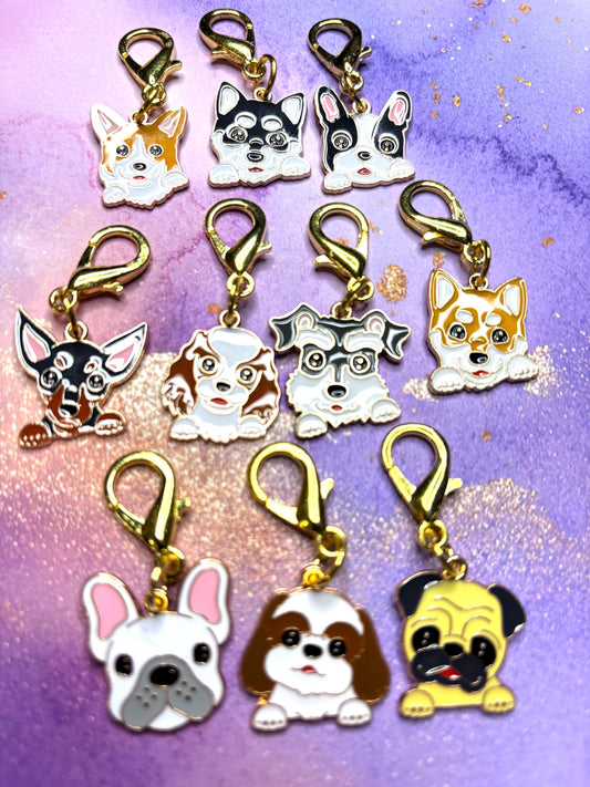 Sweet Dog Purse Charms Bag Charms Keychain Charms Zipper Pulls Colorful Dog Accessories Gift for Dog Lovers