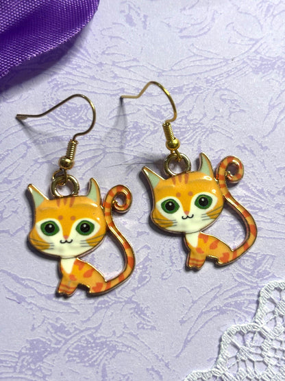 Cute Cat Earrings Enamel Cat Jewelry Silver Plated Lightweight Hypoallergenic Hooks Adorable Gift for Cat Lovers in Fun Color Options