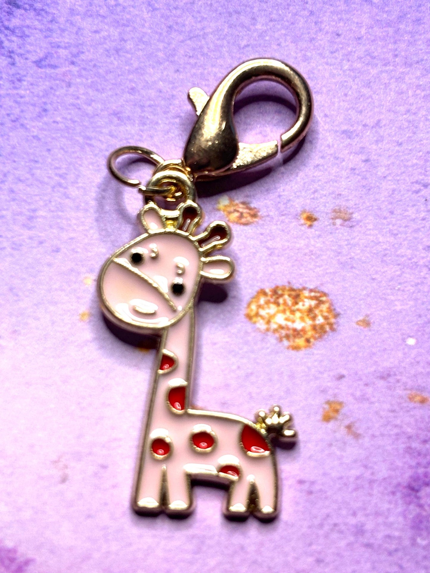 Colorful Giraffe Purse Charm Enamel Giraffe Bag Charm Cute Giraffe Keychain Zipper Pull Colorful Giraffe Gift Silver Lobster Clasp WildLife
