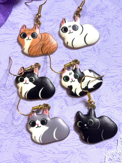 Cuddly Cat Earrings Enamel Cat Jewelry Gold Plated Lightweight Hypoallergenic Hooks Adorable Gift for Cat Lovers in Multiple Styles