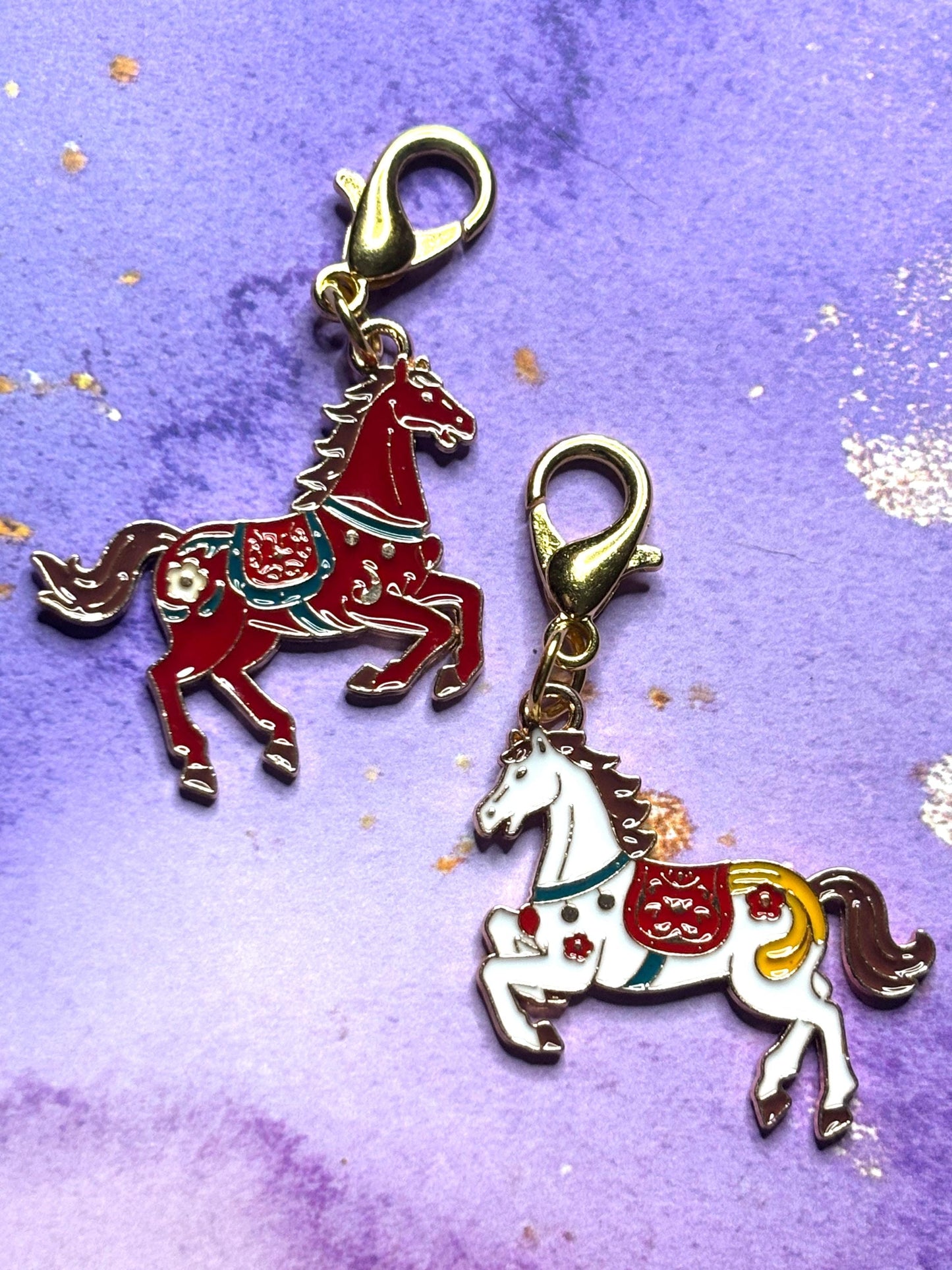 Horse Purse Charm Enamel Horse Bag Charm Equestrian Keychain Zipper Pull Colorful Horse Gift Gold Lobster Clasp Equine Gift