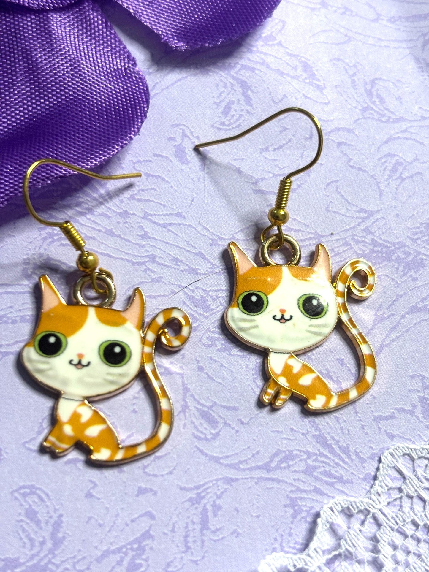 Cute Cat Earrings Enamel Cat Jewelry Silver Plated Lightweight Hypoallergenic Hooks Adorable Gift for Cat Lovers in Fun Color Options