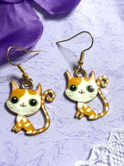 Cute Cat Earrings Enamel Cat Jewelry Silver Plated Lightweight Hypoallergenic Hooks Adorable Gift for Cat Lovers in Fun Color Options