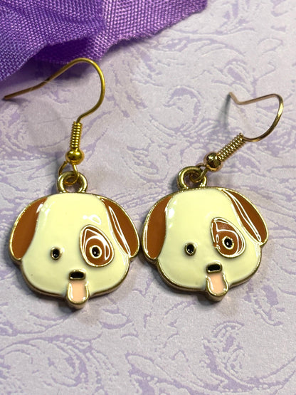 Puppy Dog Earrings with Vivid Enamel Colors Gold Plated Backs and Hypoallergenic Hooks Cute Gift for Dog Lovers and Pet Moms