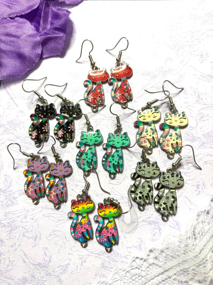 Sassy Cat Earrings Enamel Cat Jewelry for Women Hypoallergenic Cat Lover Gift Cute Cat Earrings Lightweight Animal Theme Accessories