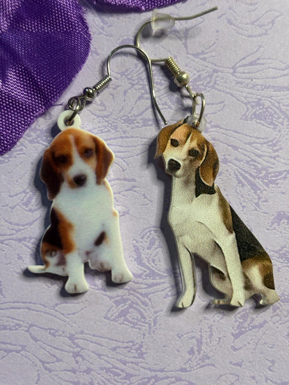 Beagle Earrings Dog Lover Jewelry Two Cute Styles Available Hypoallergenic Hooks Handmade Gift for Beagle Owners and Dog Moms
