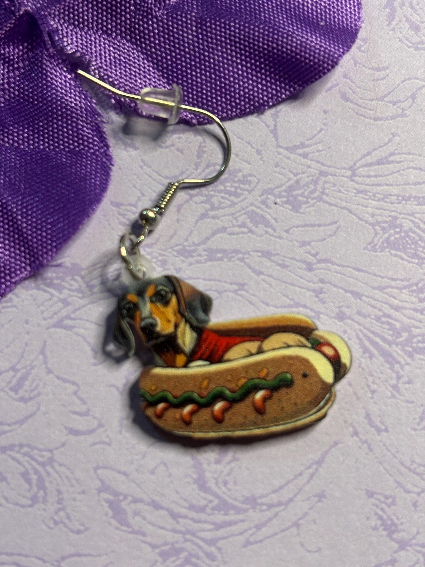 Dachshund Earrings Dog Lover Jewelry Laser Cut Acrylic Rhinestone Doxie Earrings Hypoallergenic Hooks Gift for Dachshund Owners