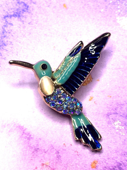 Rhinestone Bird Broaches Pins Sparkling Hummingbird Peacock and Flamingo Jewelry Colorful Gem Bird Broach Cute Pins for Women