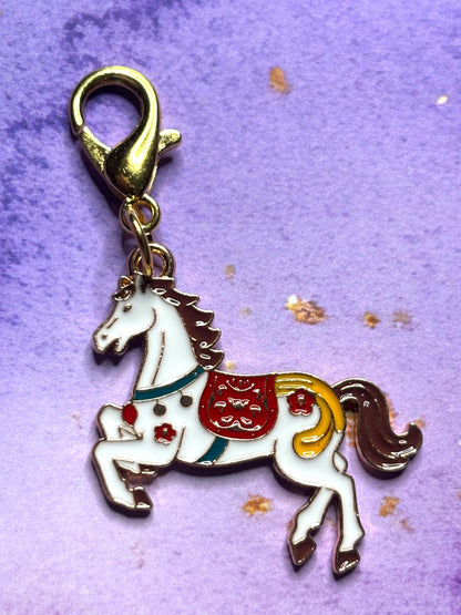 Horse Purse Charm Enamel Horse Bag Charm Equestrian Keychain Zipper Pull Colorful Horse Gift Gold Lobster Clasp Equine Gift
