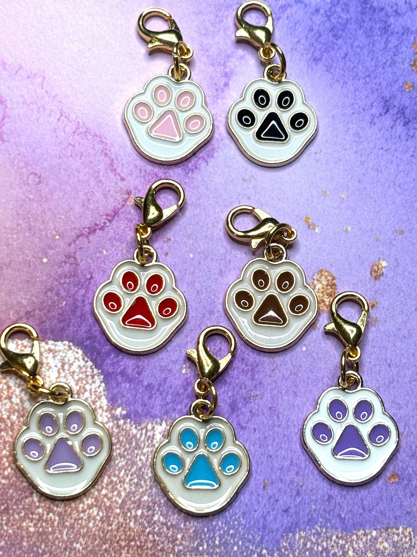 Paw Print Purse Charms Bag Charms Keychain Charms Zipper Pulls Colorful Pet Accessories Gift for Animal Lovers Cat Lovers, Dog Lovers Pets