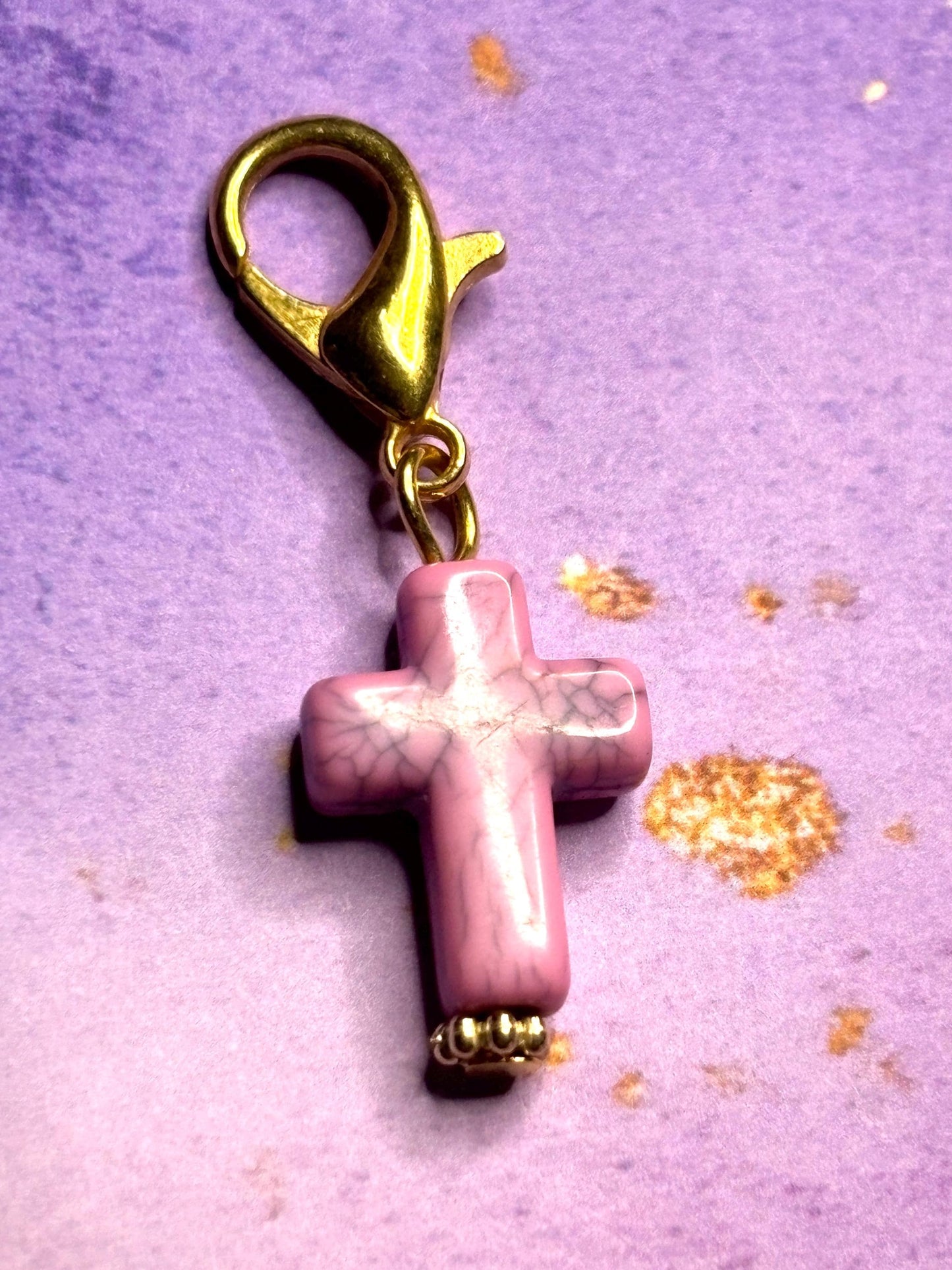 Cross Purse Charm Gemstone Cross Bag Charm Religious Keychain Zipper Pull Colorful Faith Gift Spiritual Accessory Christian gift for her