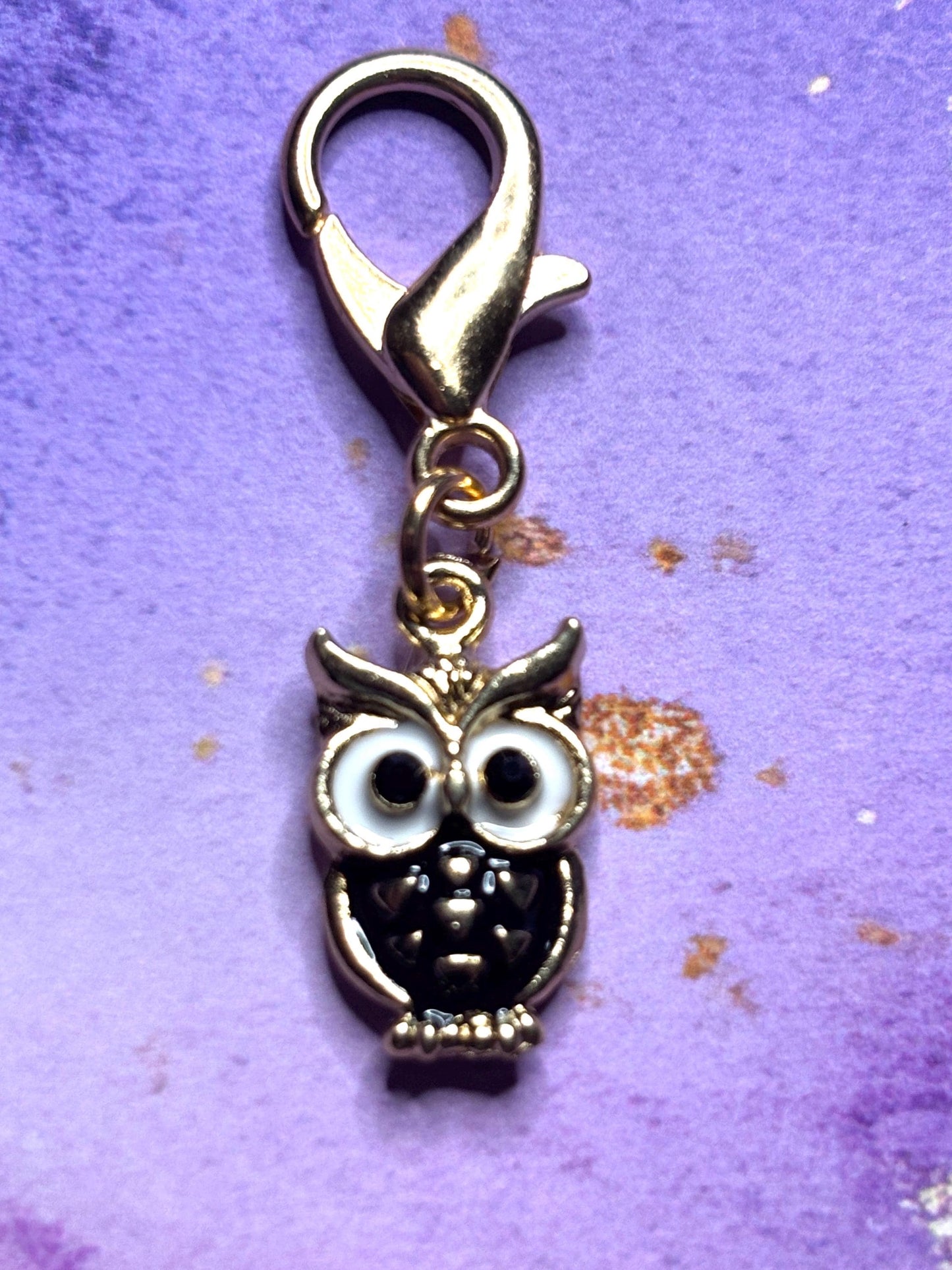 Colorful Owl Purse Charm Enamel Owl Bag Charm Cute Owl Keychain Zipper Pull Colorful Owl Gift Gold Lobster Clasp Woodland Creature gift