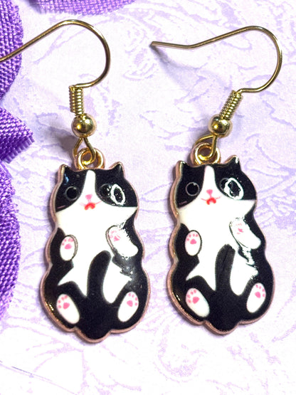 Cuddly Cat Earrings with Vivid Enamel Colors Gold Backs and Hypoallergenic Hooks in Nine Adorable Color Options for Cat Lovers