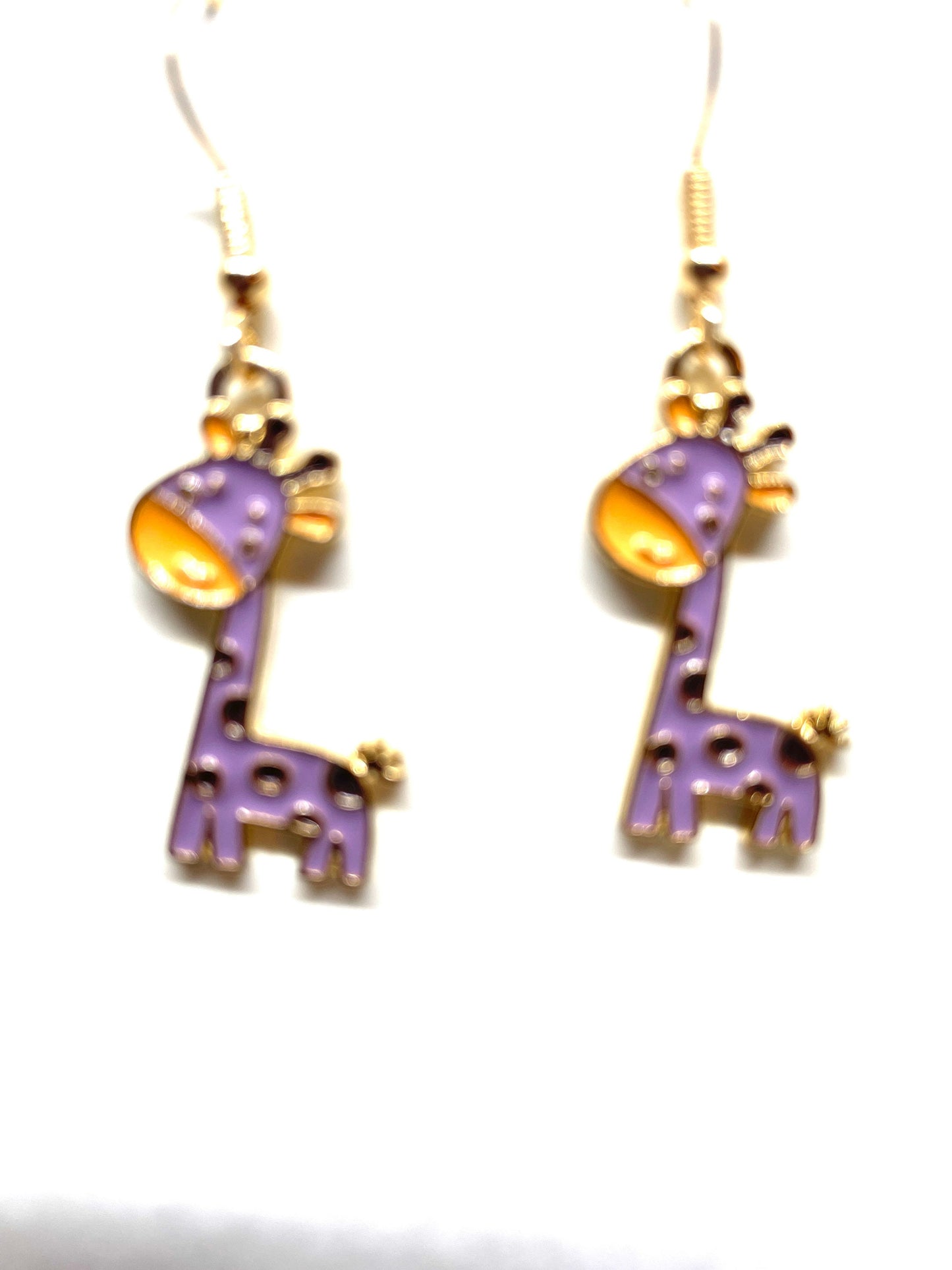 Colorful Giraffe Earrings, Giraffe Earrings, Animal Earrings, Giraffe Jewelry, Animal Lovers Jewelry, Enamel and Gold Giraffe Earrings