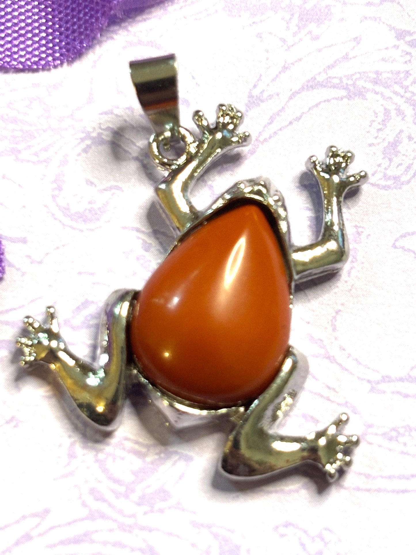 Natural Stone Frog Pendant Necklaces with Silver Accents and 925 Silver Chain in Six Gemstone Color Options Nature Lover Jewelry