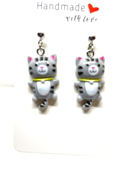 Cute Cat Earrings, Cat Earrings, Cat Jewelry, Feline Jewelry, Feline Earrings, Cat Mom Jewery, Cat Lovers Earrings, Girl's Cat Earrings