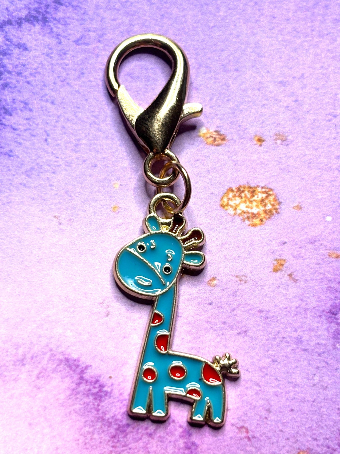 Colorful Giraffe Purse Charm Enamel Giraffe Bag Charm Cute Giraffe Keychain Zipper Pull Colorful Giraffe Gift Silver Lobster Clasp WildLife