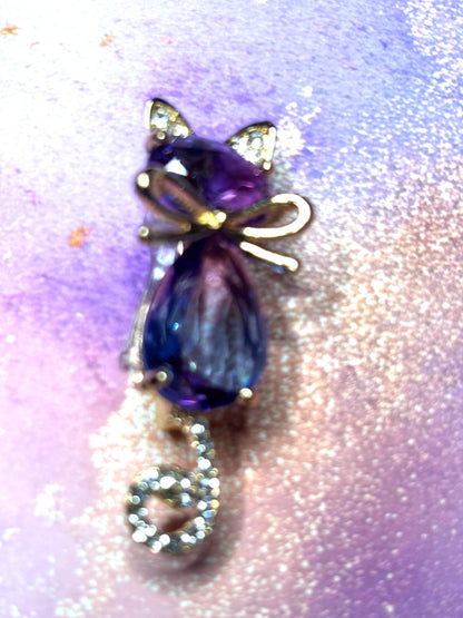 Sparkly Faceted Gem and Rhinestone Cat Broaches Pins Glittering Kitty Jewelry Colorful Gem Cat Broach Cute Feline Pins in 5 Styles