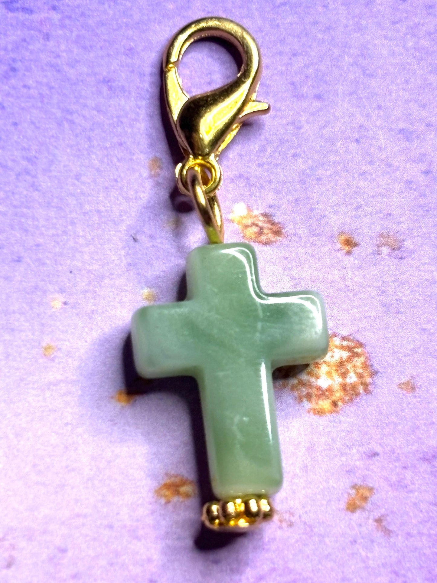 Cross Purse Charm Gemstone Cross Bag Charm Religious Keychain Zipper Pull Colorful Faith Gift Spiritual Accessory Christian gift for her